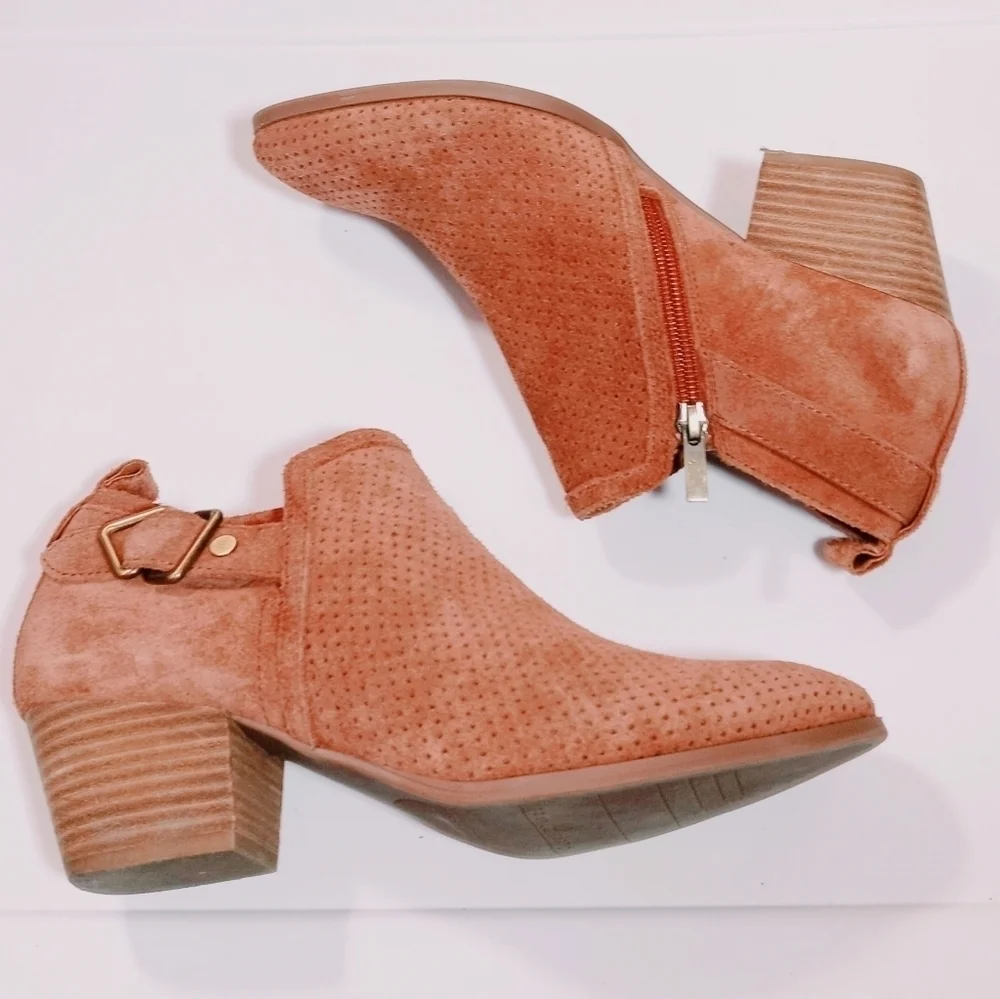 Franco Sarto Garfield Buckle Accent Zip Burnt Orange‎ Bootie